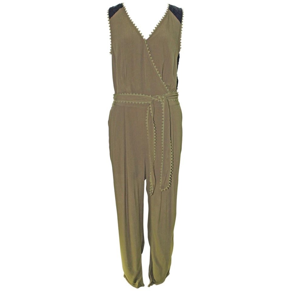 Michael Kors Olive Lace Long Romper/Jumpsuit